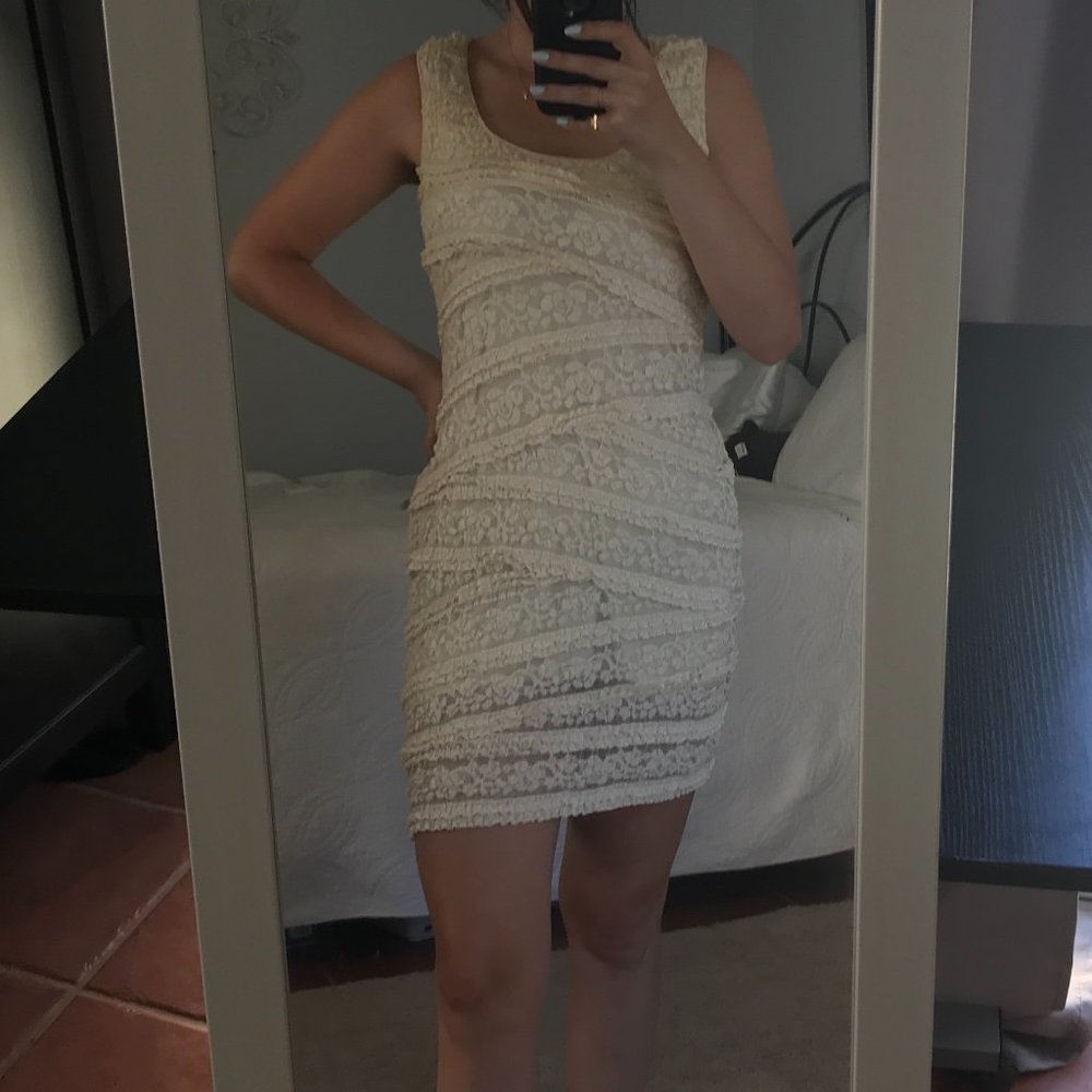 Max Studio Cream Dress with Ruffles